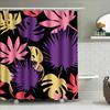 Colorful Tropical Leaf Pattern Shower Curtain For Bathroom Decoration Washable Fabric With Hooks Included
