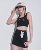 SOME PLACE Sweat Mini Cotton Color Block Basic Skirt Shorts [Black]