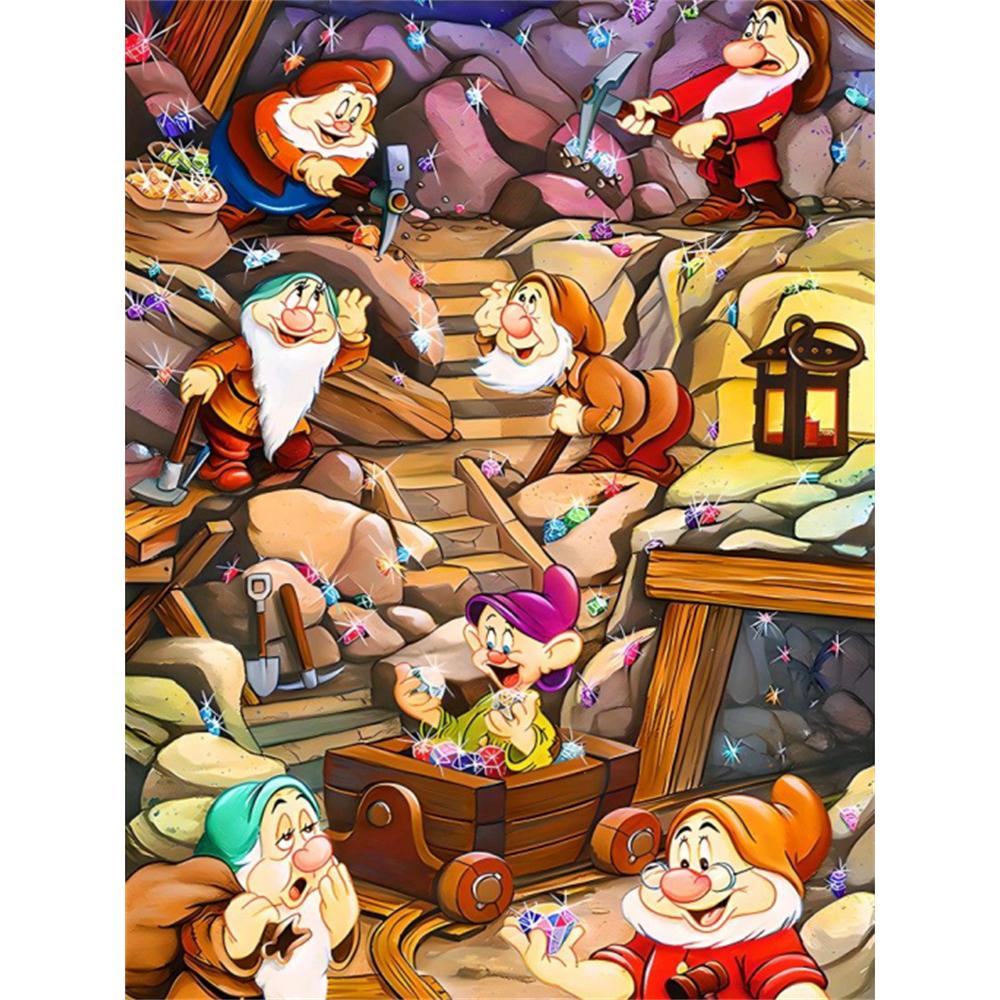 

Disney 5D DIY Diamond Painting Snow White and The Seven Dwarfs Illustration Cartoon Full Diamond Mosaic Art Wall Decoration Set Round 20x30cm