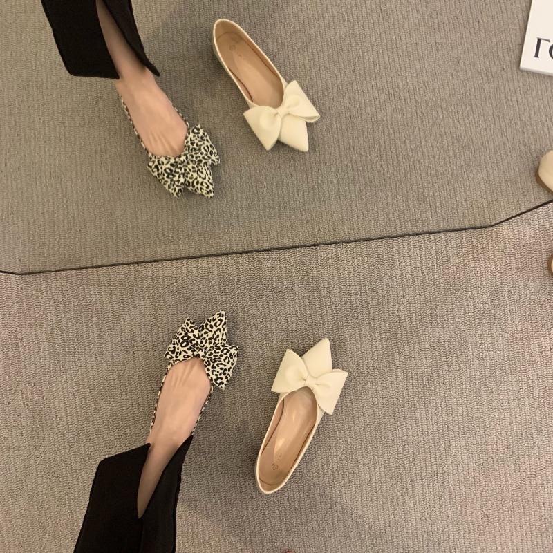 Fashion Flat Shoes for Women 2025 Spring Autumn Pointed French Bow Solid Casual Plus Size 42 43 44 Women's Shoes Ladies loafers women