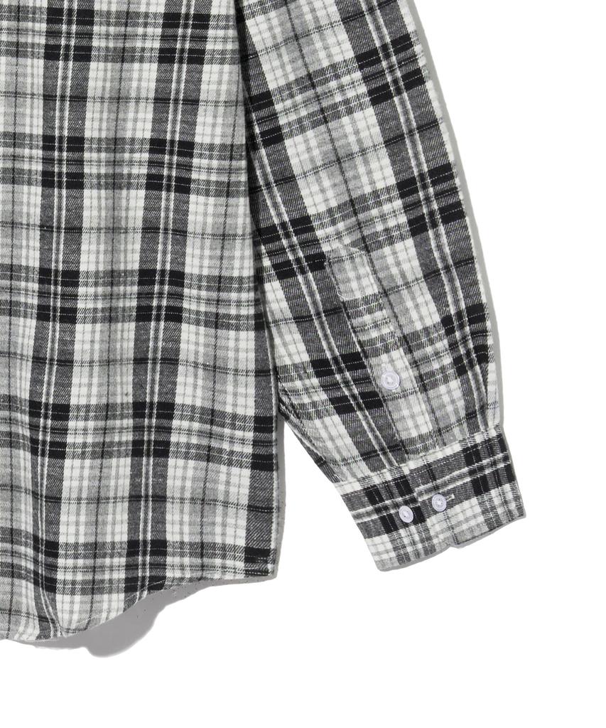 STANDARDERROR 87-Stan134 Soft Misty Oversized Pocket Long Sleeve Check Shirt Black