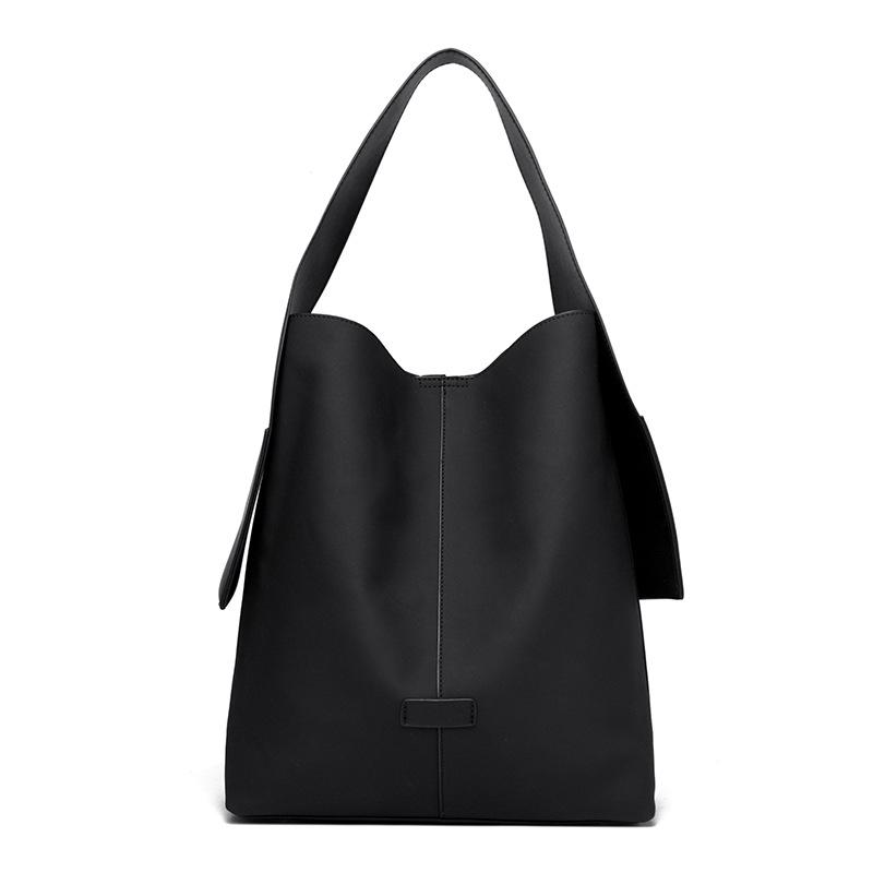 

Мягкая кожаная сумка-ведро большой вместимости женская сумка-тоут сумка через плечо для поездок на работу чёрный