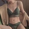 Sexy Spitzen-Bügelloses BH-Set mit tiefem Rücken, dünnen Baumwoll-Push-Up-Polstern und Schmetterlingsknoten-Design
