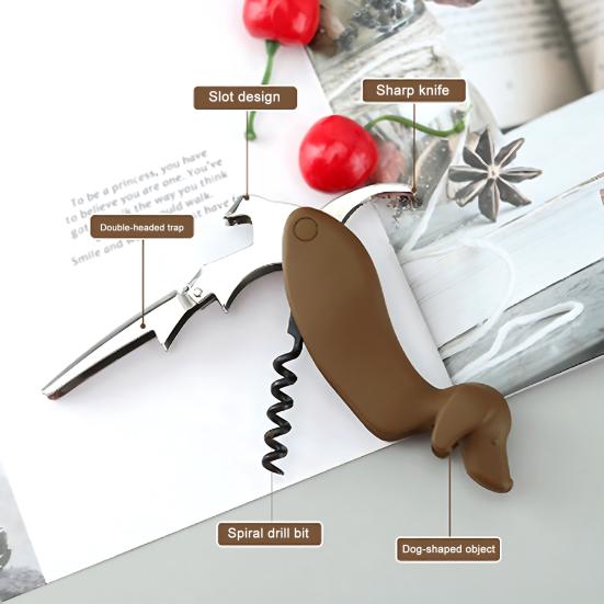 Red Wine Bottle Opener Stainless Steel Dog Shape Wine Key Beer Opener Foil Cutter Party Wine Opener Kit