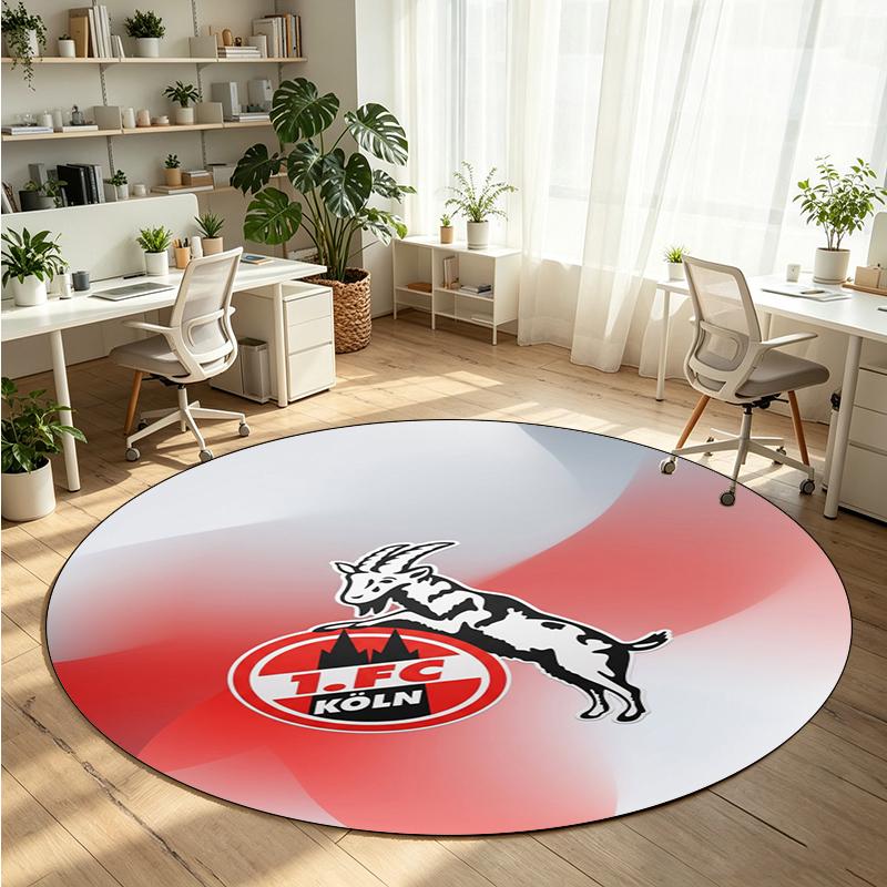 FC Köln Printed Round Crystal Velvet Rug Soft Non Slip Floor Carpet For Bedroom Holiday Gift