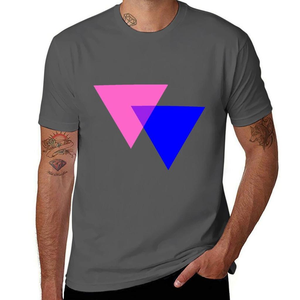 Bisexual Pride Symbol Triangles Tshirt Festival Casual Short Sleeve
