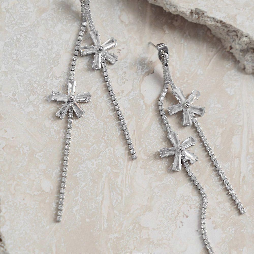 New style small flower tassel earrings simple pastoral style evening dress all-match bridal earrings female earring silver