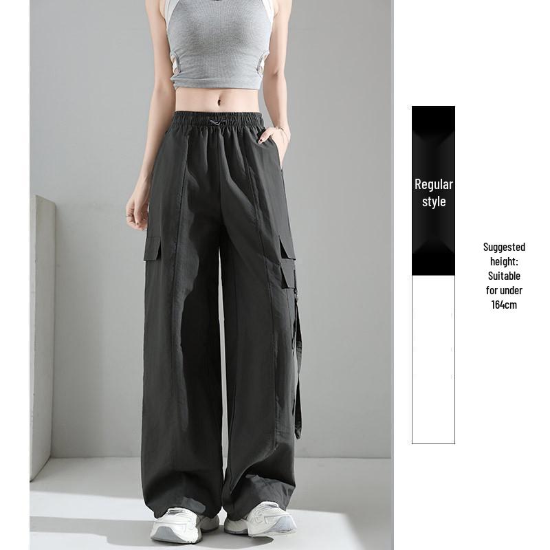 Women's High Waist Purple Parachute Jumpsuit - 2025 Loose Fit, Quick-Dry Ice Silk Hiking Pants