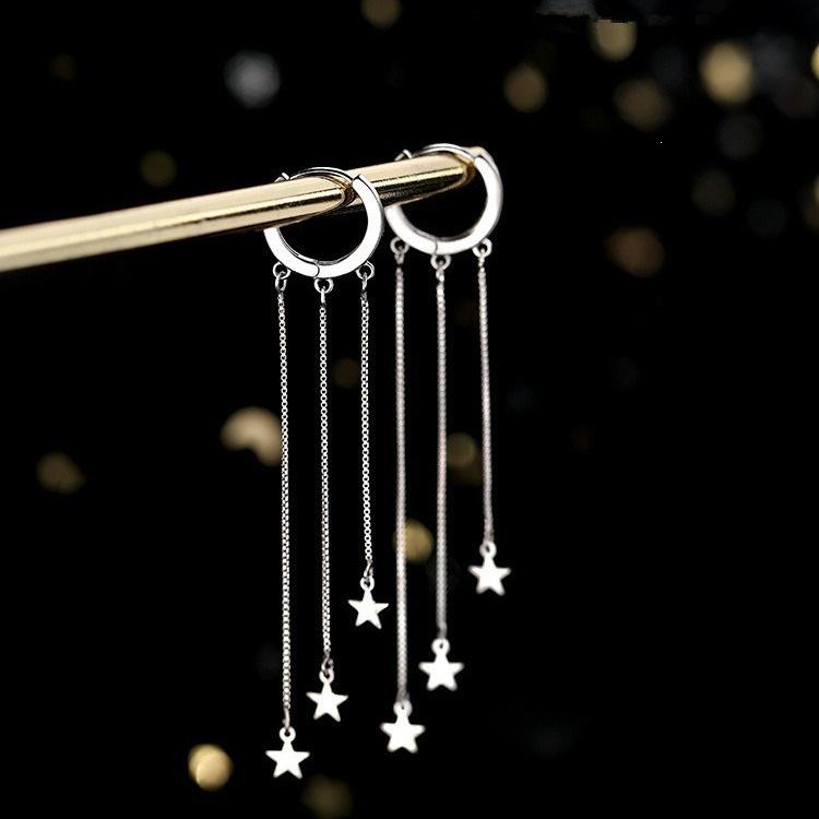 Meteor Ear Cuff Tassel Hoops: 925 Sterling Silver Mori Style Earrings for Women, Summer 2021 Trend
