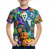 Halloween Boy's T-Shirt Pumpkin Pattern Summer Short Sleeves Casual Fashion Print Kids Tops 3-14Y Party Gift Children's Clothing