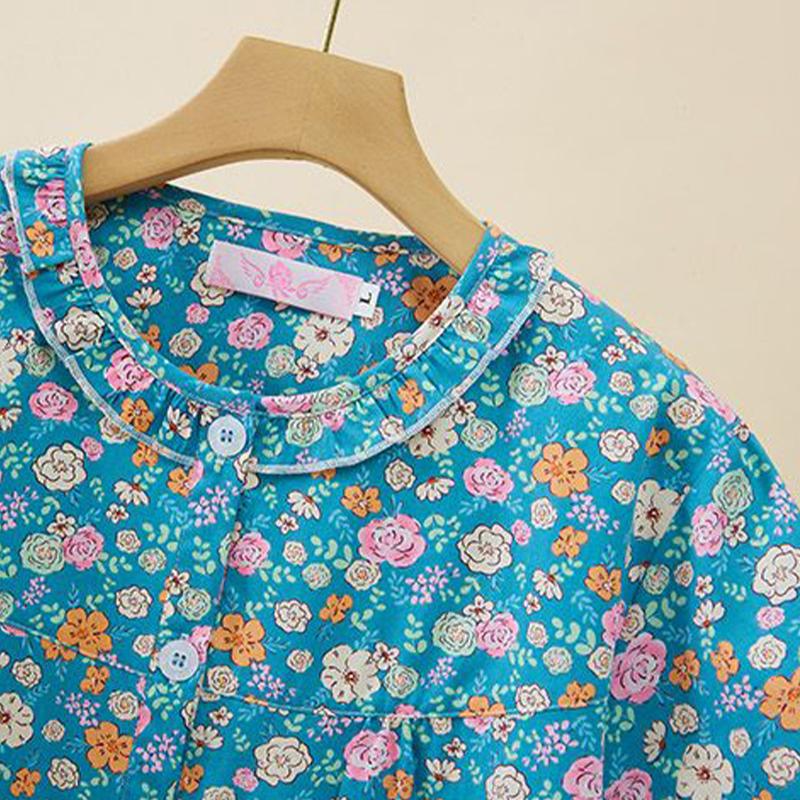 Damen Pyjama Blumendruck Haushalt Damen Pyjama Loungewear Zweiteilig Außerhalb Nachtwäsche Frühling Herbst