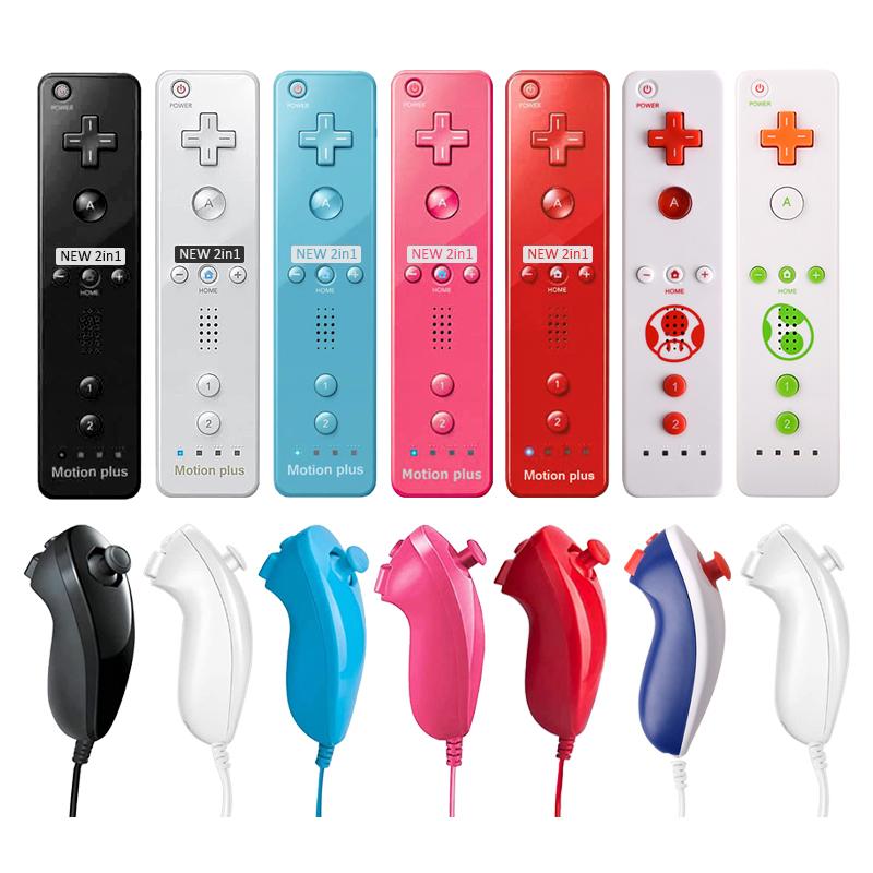 Controle Remoto e Nunchuck 2 em 1 Wii Motion Plus Controle Remoto Gamepad Controle Nunchuck para Nintendo Wii