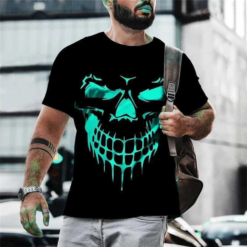 Devil Expression Halloween Print T-shirt Men's Fashion Casual Halloween T-shirt Men's Short Sleeve Round Neck Top 2024 New