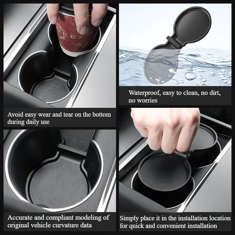 For Tesla Model Y Juniper/Launch 2025 Center Console Water Cup Pad Anti-slip Pad Rear Row Cup Holder Pad Interior Accessories
