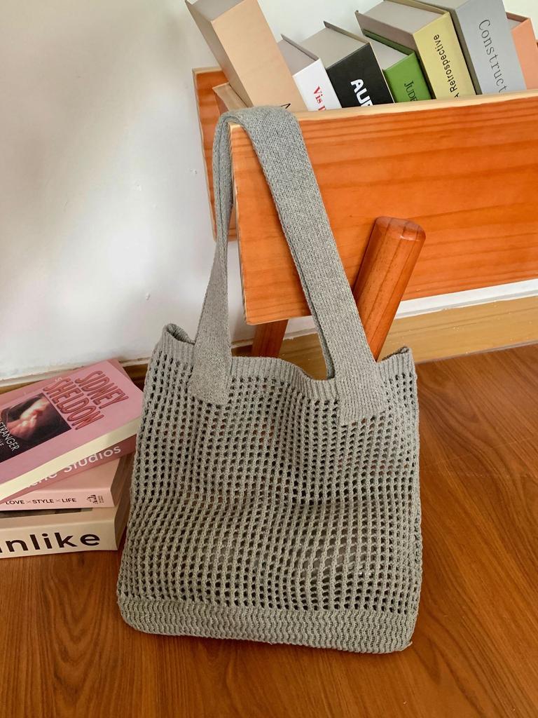Bags Niche Versatile Knitted Bags Simple Woven Bags Mesh Hollow Women'S Shoulder Bags Tote Handbags