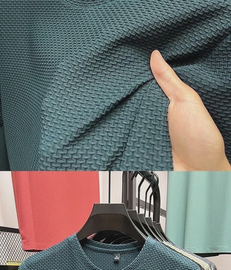 Men's Summer Ice Silk Quick-Dry Dark Jacquard T-Shirt