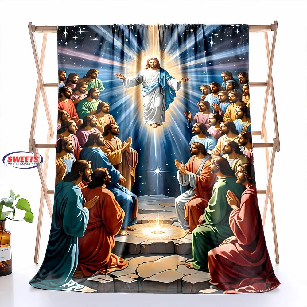 NO.3 Comfortable and Soft Cross Jesus Blanket, Add Beauty To The Home, All Seasons, Home Office Can Be Used, Nap Camping Blanket