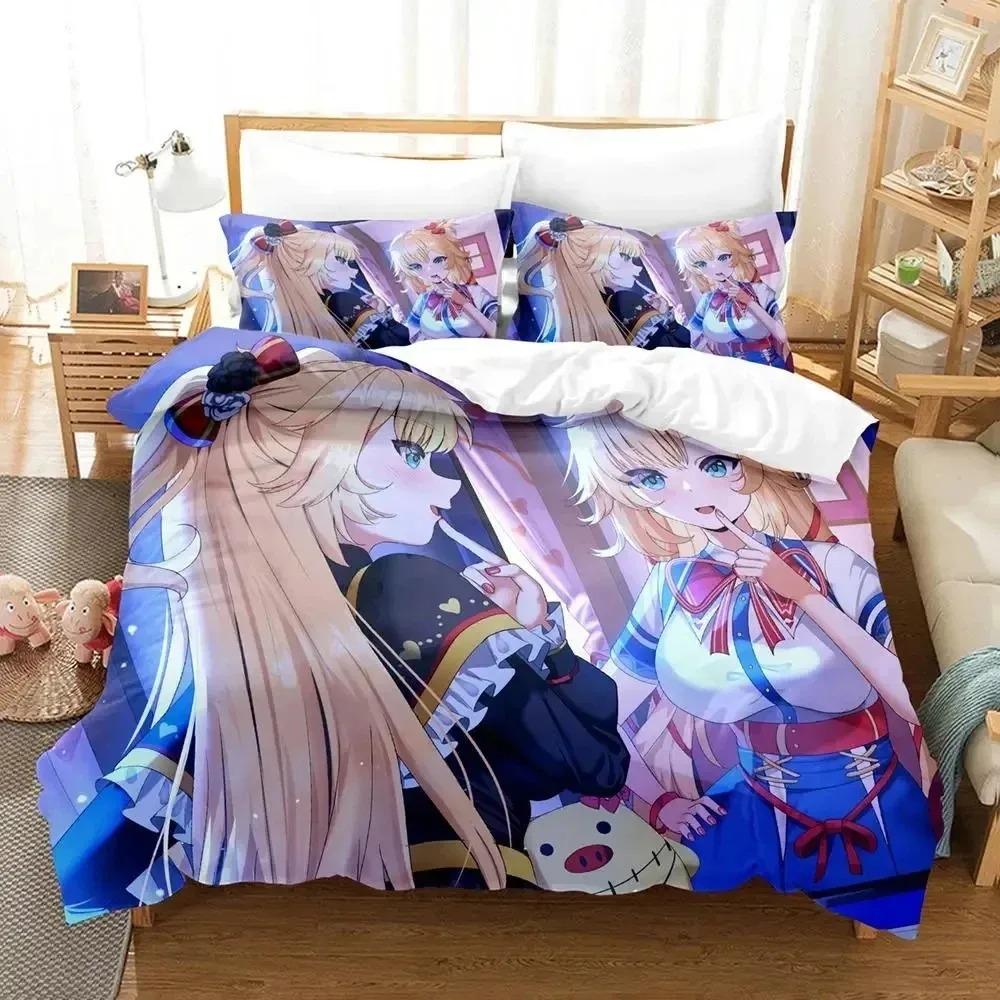 Anime Akai Haato Bedding Set Duvet Cover Bed Set Quilt Cover Pillowcase Comforter King Queen Size Boys Adult Bedding Set