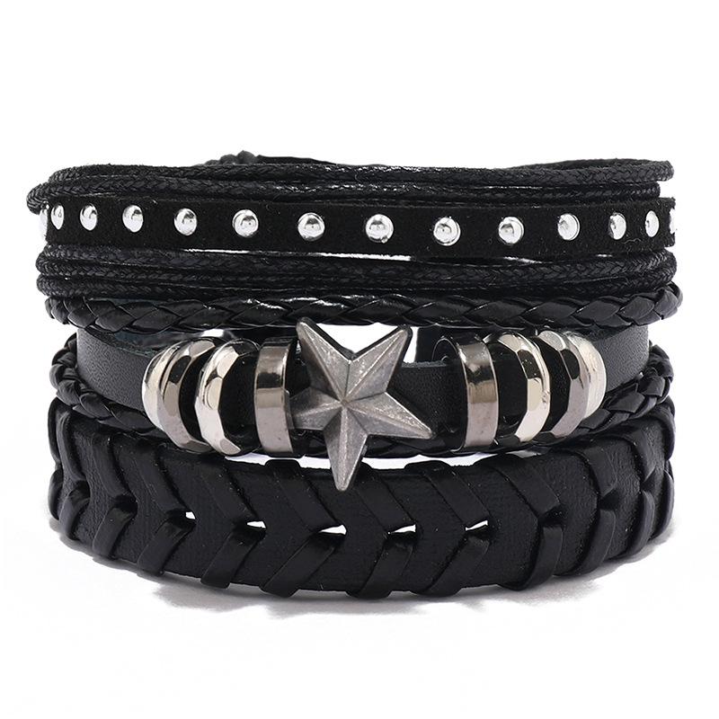ZORCVENS Classic Hand-Woven Leather Bracelet Multilayer Men Bracelets Punk Beads Bangle for Friend Charm Jewelry Gifts