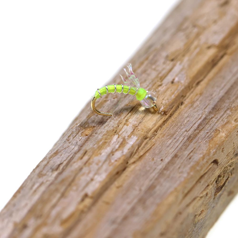 10 PIÈCES Nymphe Standard Midge pour la Pêche à la Mouche, Motif Truite pour Toute l'Année, Hameçon Doré sans Ardillon #16, Leurres d'Eau Douce pour la Pêche à la Mouche