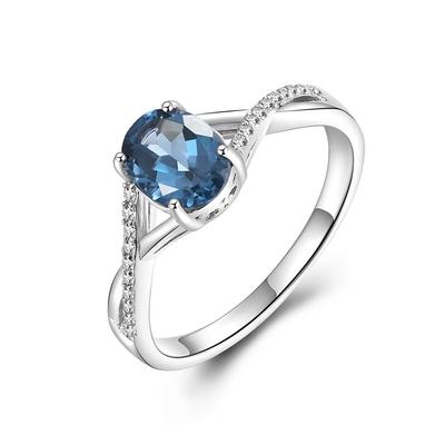 Elegant Noble Real Natural London Blue Topaz Ring 925 Sterling Silver Fine Jewelry Women's Anniversary & Engagement Gift