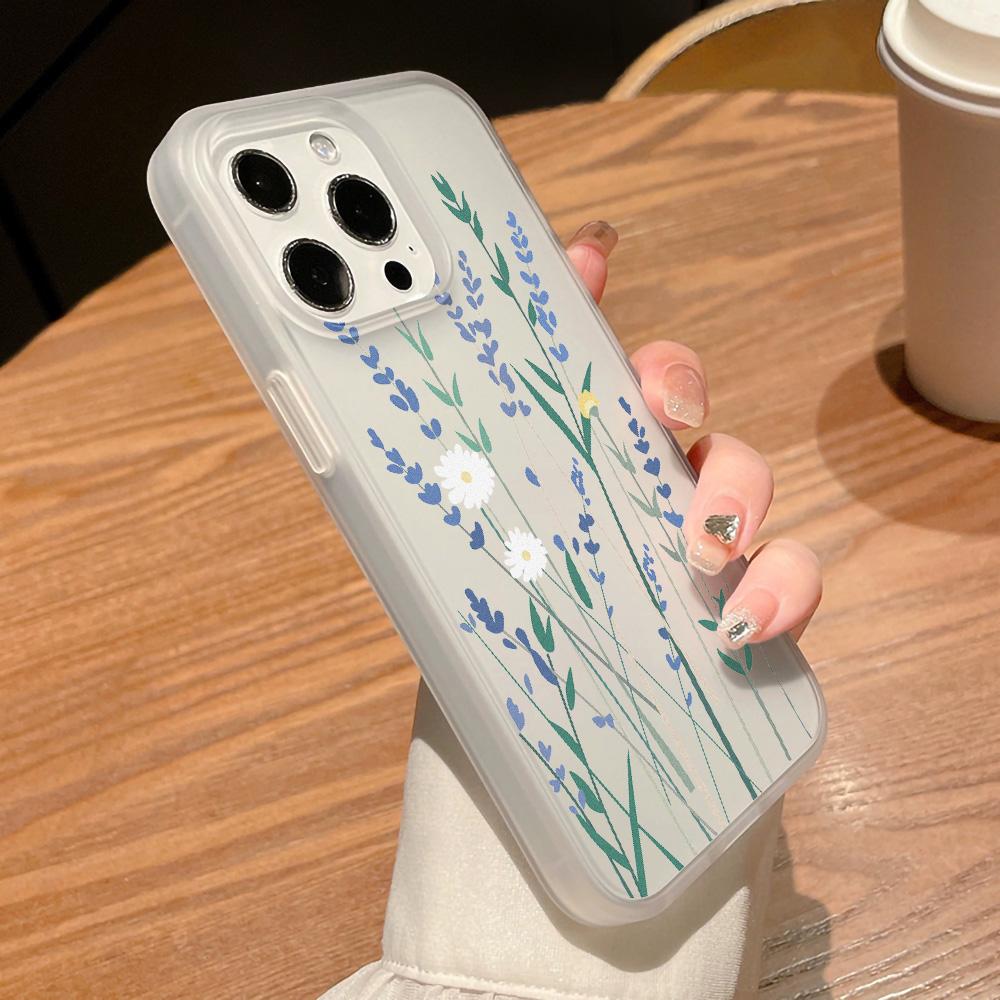 Mobile Phone Cases for iPhone 11 13 15 Pro Max 12 14 Pro Max Case iPhone 16 15 Plus 13 Pro 12 Frosted Texture Painted Cartoon Flowers