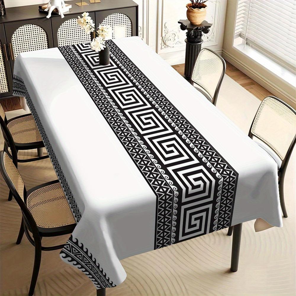 Zwart Witte Geometrische Patroon Print Rechthoekige Tafelkleed voor Tafeldecoratie Boheemse Stijl Keuken Eettafelkleed Feestdecoratie 100x160cm
