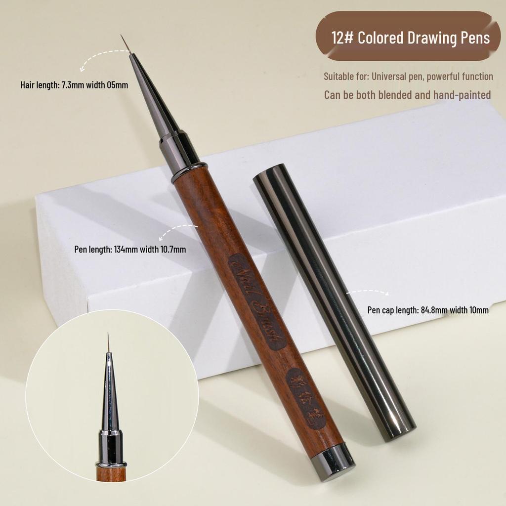 Sandalwood Nail Art Gel Pen Set: Round & Flat Tips for Painting, Drawing, and French Designs