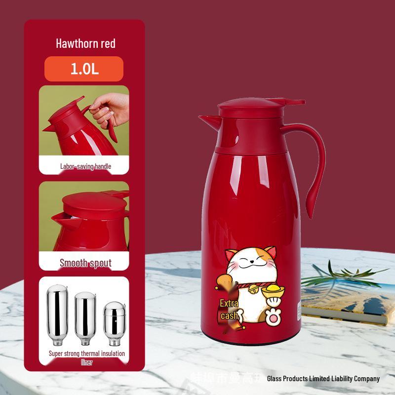 Large Capacity Cat Thermos with Glass Liner - Insulated Kettle for Home and Dorm Use