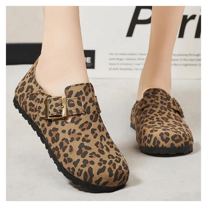 Fashion Women's Spring New Leopard Pattern Fashion Women's Shoes Flat Leather Soft Bottom Single Shoes Women's Casual Shoes