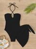 European & American Sexy Ribbed Hollow-Out Backless One-Piece Swimsuit for Women