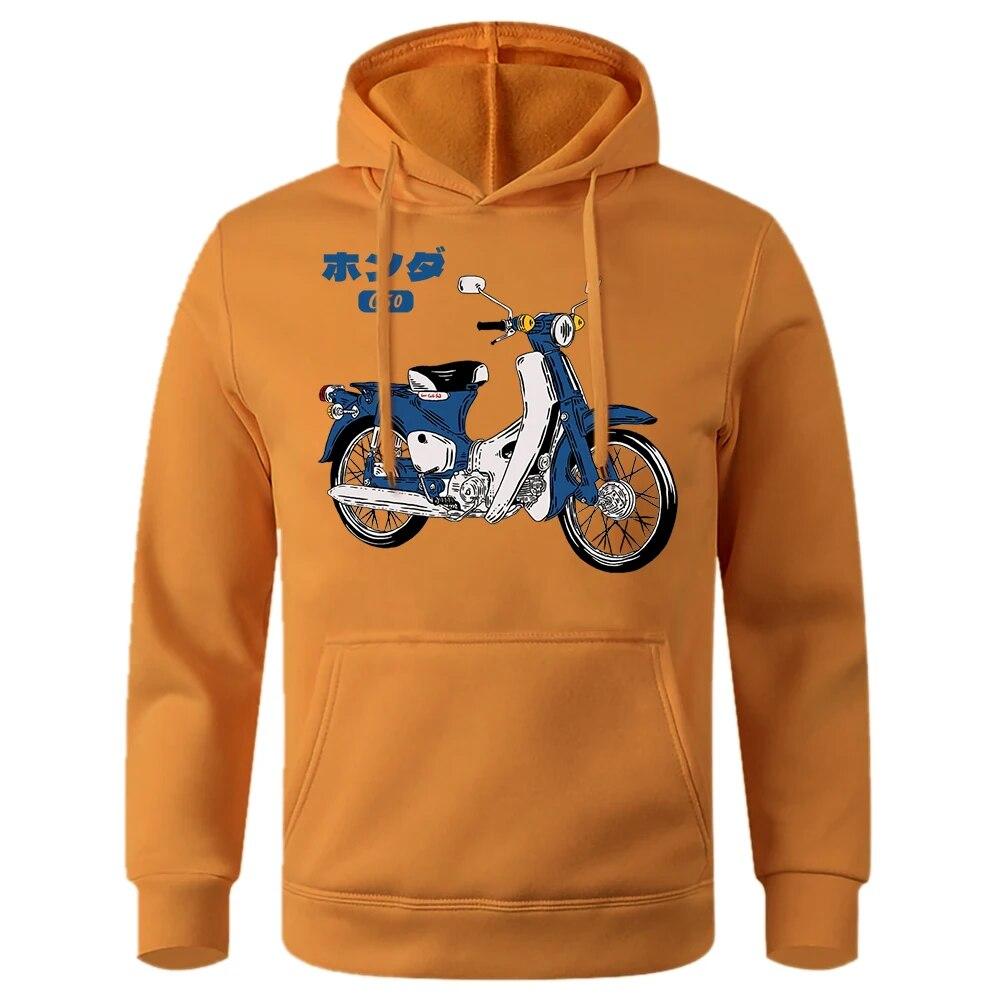 Classic Super Cub C50 Motorcyclesprint Unisex Hooded Soft Breathable Hoodies O-Neck Casual Hoodie Classic Harajuku Tracksuit Unisex