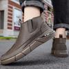 Men Leather Shoes Motorcycle Trend Platform Shoe Fashion Men's High Top Ankle Boots Spring New Waterproof Non Slip Casual Shoes