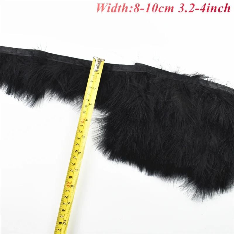 1Meters White Black Pheasant Feathers On Tape Ribbon Turkey Ostrich Fringe Feather Trim Goose Marabou Sewing Clothes DIY Plumes