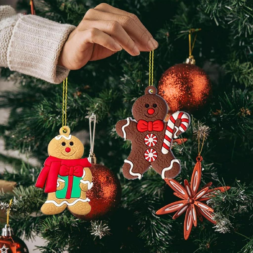 Gingerbread Ornaments 12 Pieces Holiday Pendant Christmas Tree Decorations For Home Dinner Restaurant Cafe Church Event Shopping