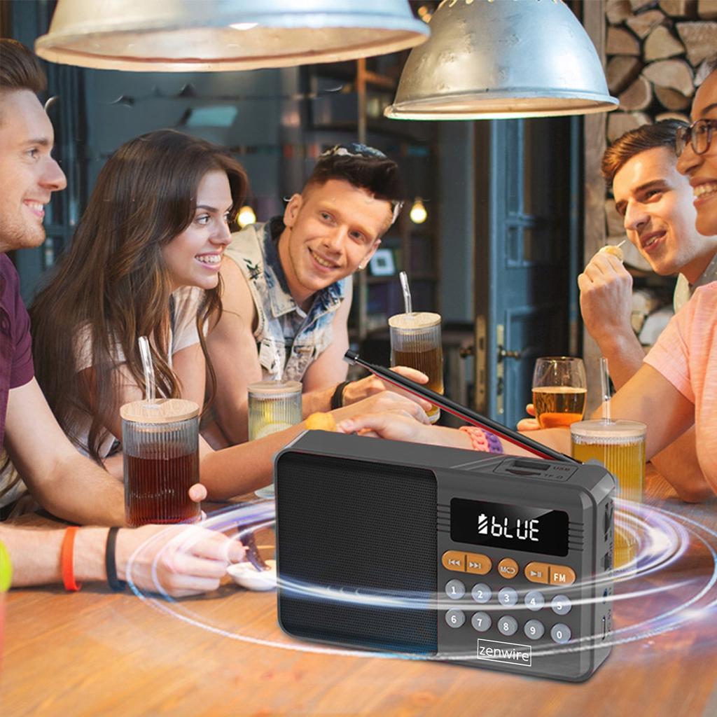 Mini Radio Fm Bluetooth Przenośne Na Baterie Kuchenne Głośnik Bezprzewodowy