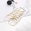 6 Pairs Women Fashion Simple Rock Exaggeration Circle Hoop Earrings Set Punk Hoop Earrings