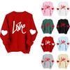 Damen Lässiges und Modisches Rundhals-Top mit Valentinsdruck Kapuzen-T-Shirt Langarm-Sweatshirt