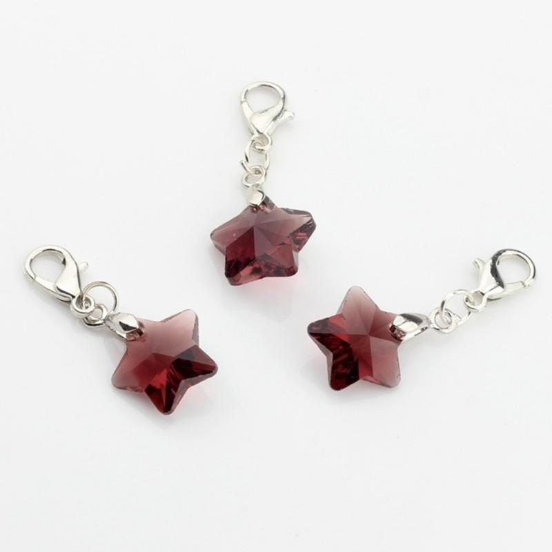 Five-Pointed Star Crystal Beads Tassels Charm Lobster Clasp Pendant for DIY Keychain Necklace Jewelry Making Tool