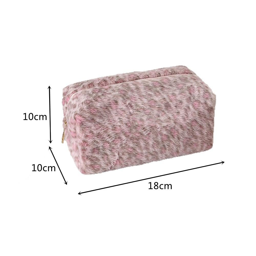 Cute Plush Leopard Travel Cosmetic Lipstick Brush Portable Storage Bag Women Makeup Handbags Wallet Pouch Make Up Bags Organizer