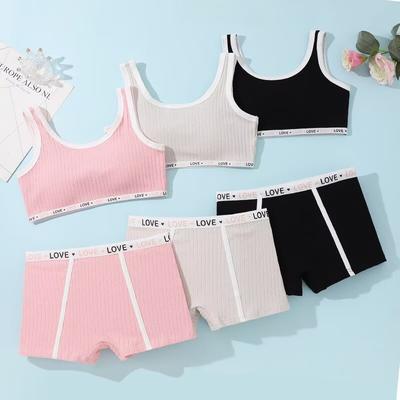 Set di reggiseni per la pubertà per adolescenti 100% Cotone Canottiera Bandeau Senza Ferretto Reggiseno Sportivo Reggiseno Anti-sporgenza per Studenti delle Scuole Medie