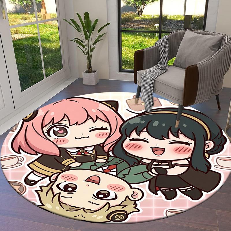 Spy Family Round Area Rug Carpet Rug For Living Room Bedroom Sofa Playroom Decor Nonslip Floor Mat