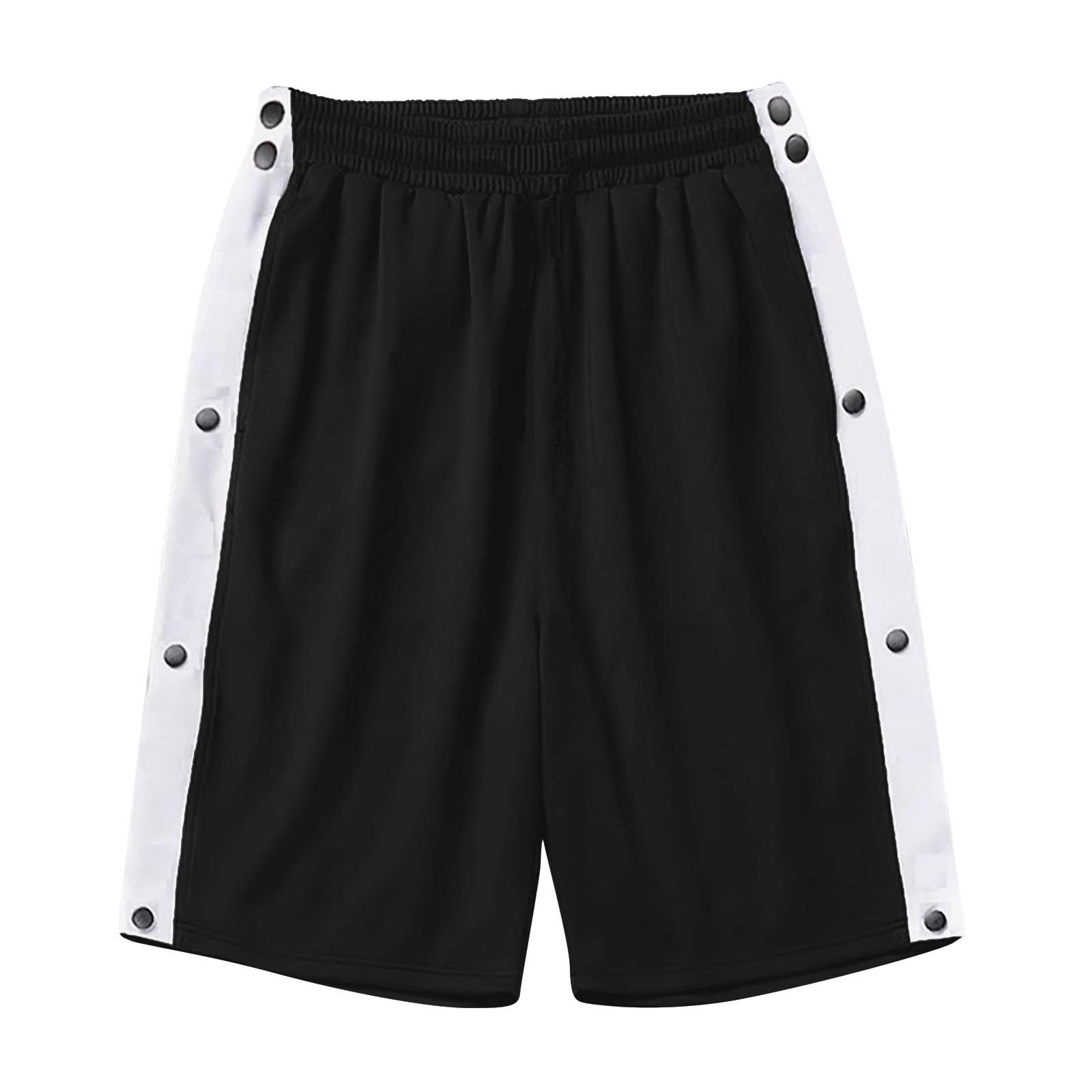 YourSir Lente en Zomer Zijkant Volledig Open Borstshorts Klassieke Stijl Trendy en Losse Casual Sport Herenshorts M zwart
