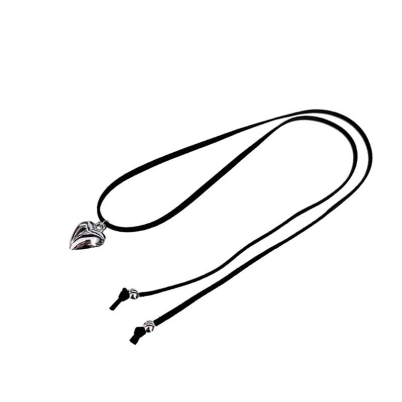 

Simple Heart Pendant Necklace Clavicle Chain Knotted Bowknot Choker Necklaces Adjustable Collar Necklaces Jewelry Gift 1 чорний