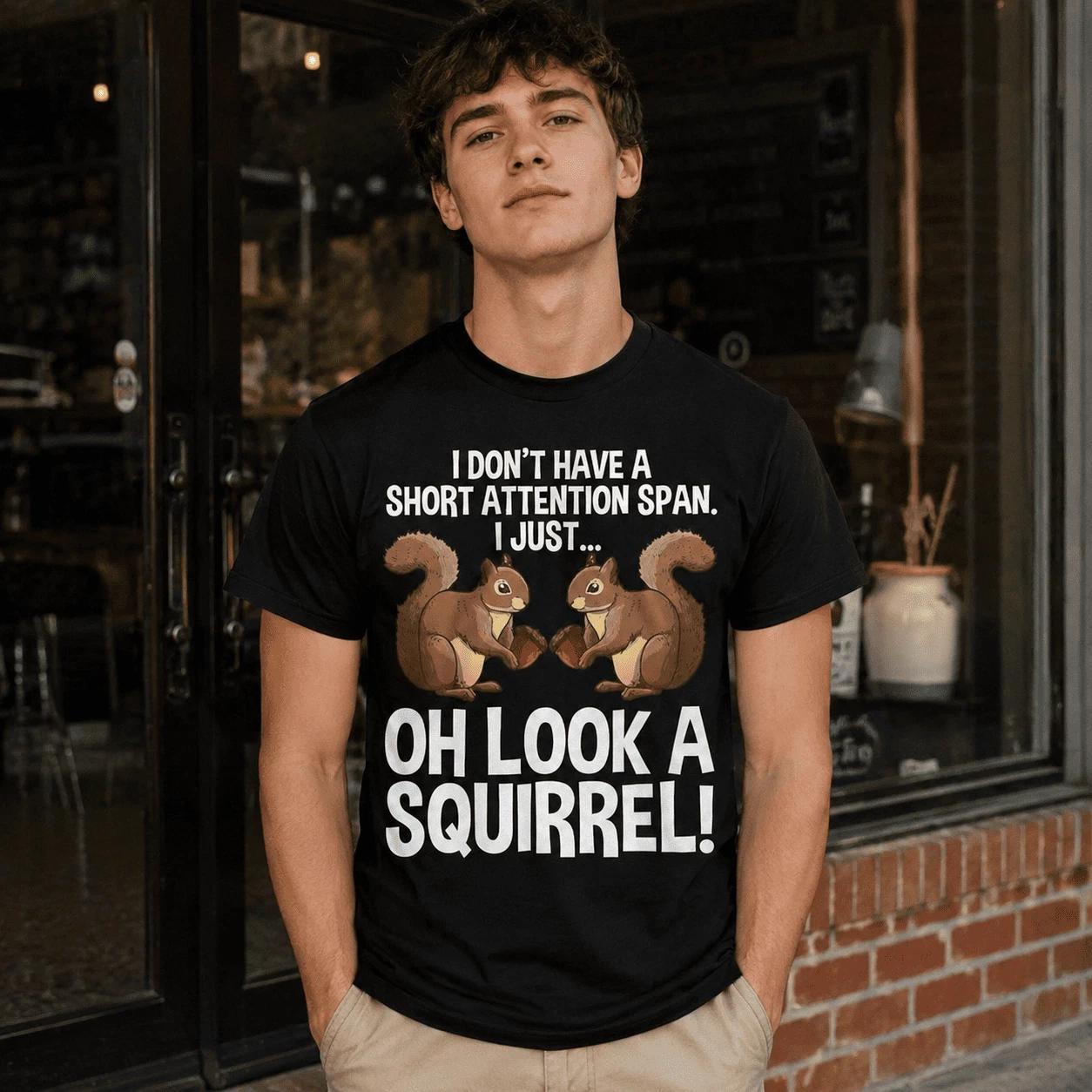 Funny ADHD Squirrel T-Shirt Cute Chipmunk Humor Graphic Tee XL