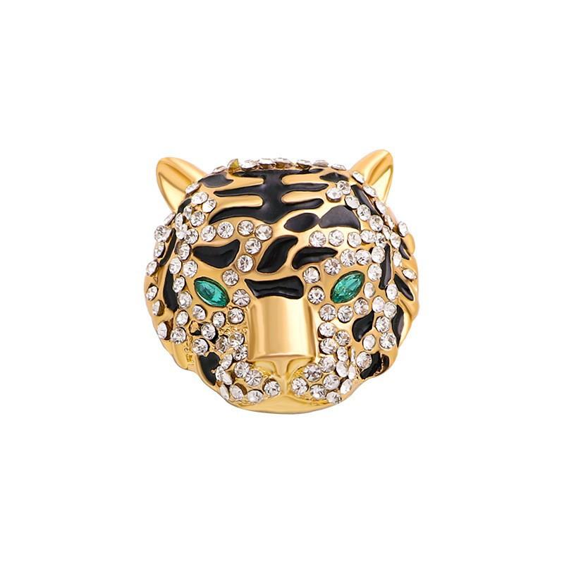 High-grade diamond-encrusted tiger head brooch pin men s and women s brooch animal badge coat suit dripping rhinestone corsage