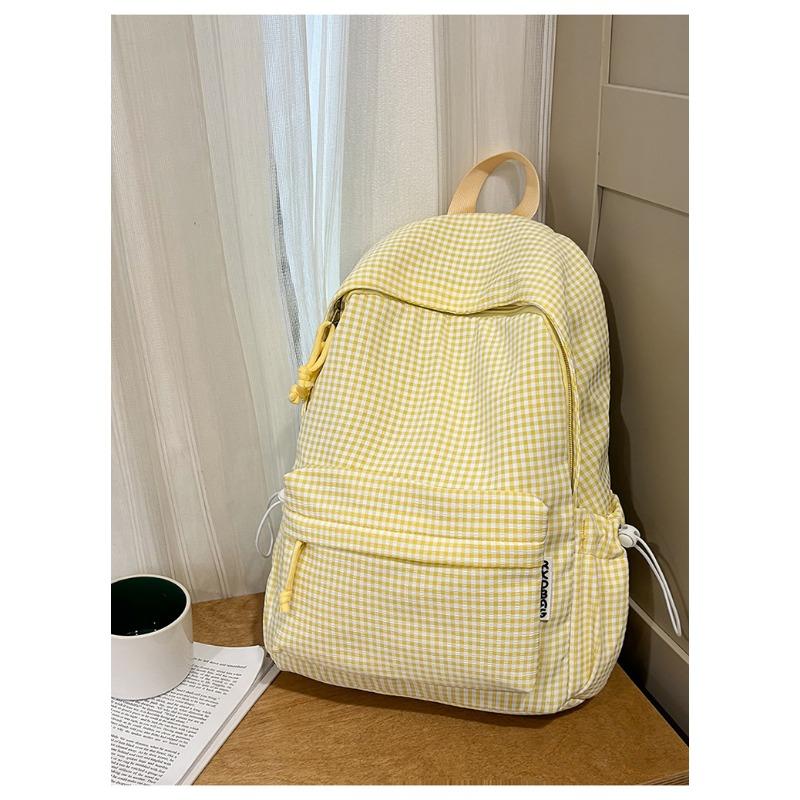 School Bag New Fresh and Sweet Plaid Backpack Junior High School Students Lightweight Large Capacity Backpack
