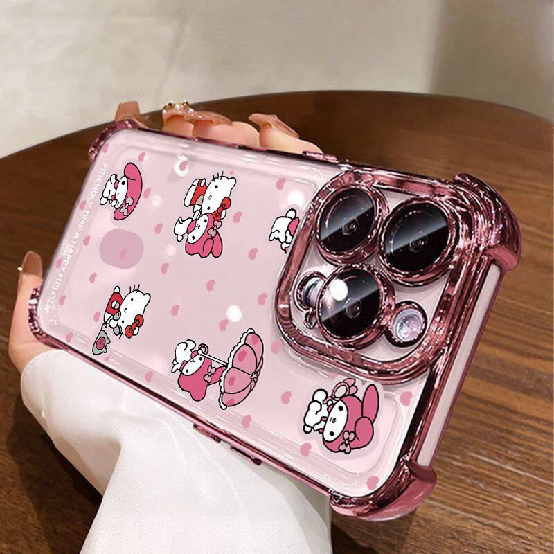 Strawberry Hello Kitty Case For Iphone 17 Pro Max 17 Air 16 15 14 13 12 11 Pro Max 15 Plus 16E 13 mini Shockproof Clear Casing