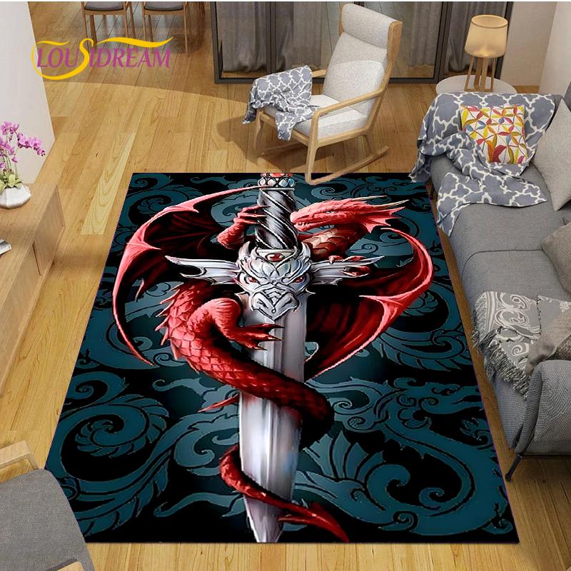Alfombra Dragon and Tiger Fight Carpet Living Room Sofa Coffee Table Door Bedroom Rug Kitchen Kid Anti-slip Floor Mat Home Decor