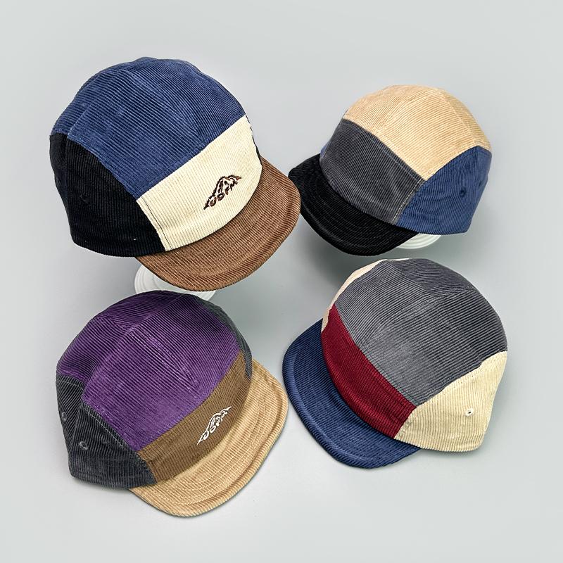 My Extreme Outdoor Activities Women's Burgundy/Beige/Brown Japanese Embroidery Color Block Baseball Hats New Unisex Corduroy Breathable Retro Sunshade Versatile Street Fashion Peaked Caps 52-60Cm
